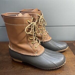 Khombu Duck Boots LETTY Brown Leather Waterproof Rain Snow Winter Women's 9